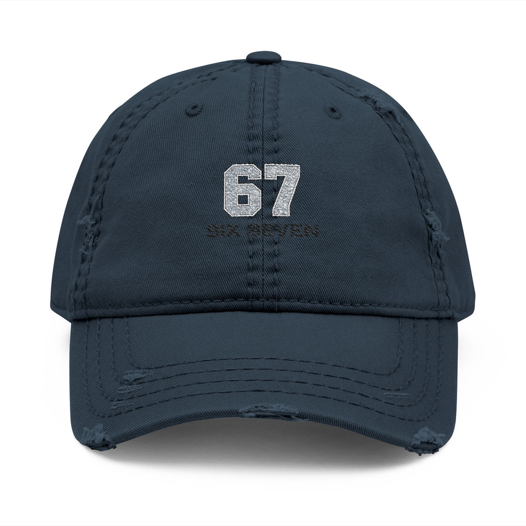 Distressed Embroidered Dad Hat — Vintage Sixse7en Logo Cap