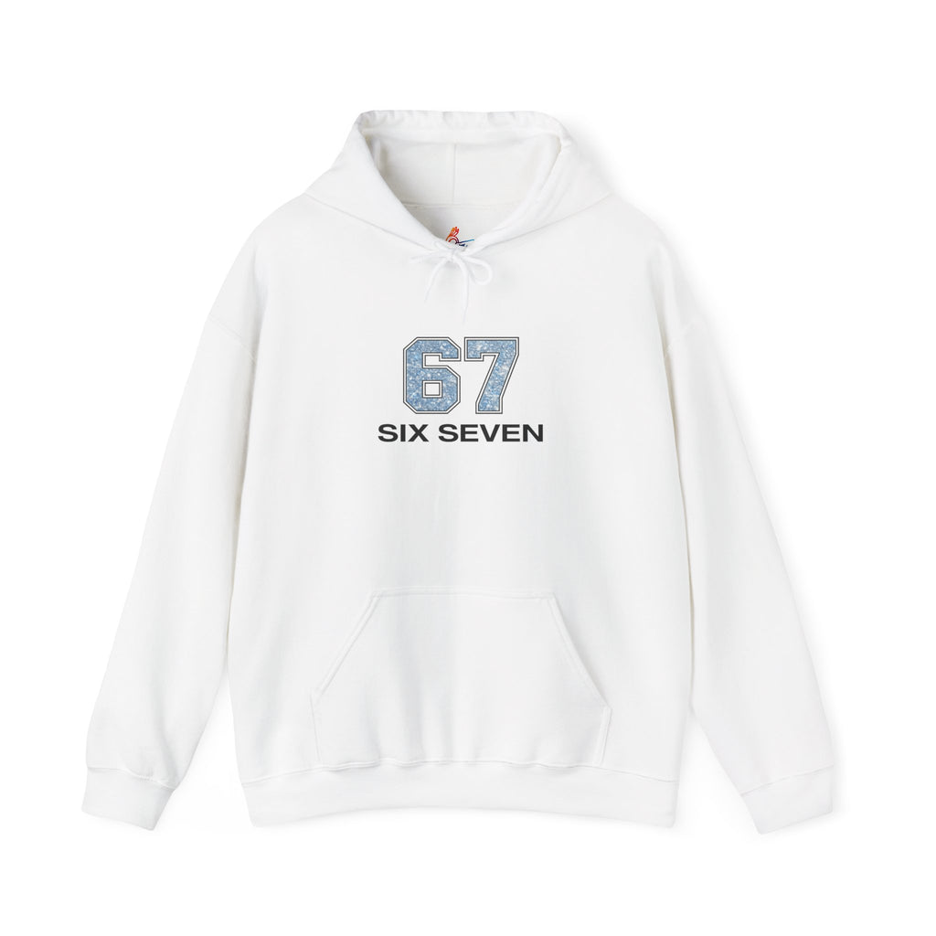 '67 Six Seven' Vintage Athletic Hoodie — Retro Number Design