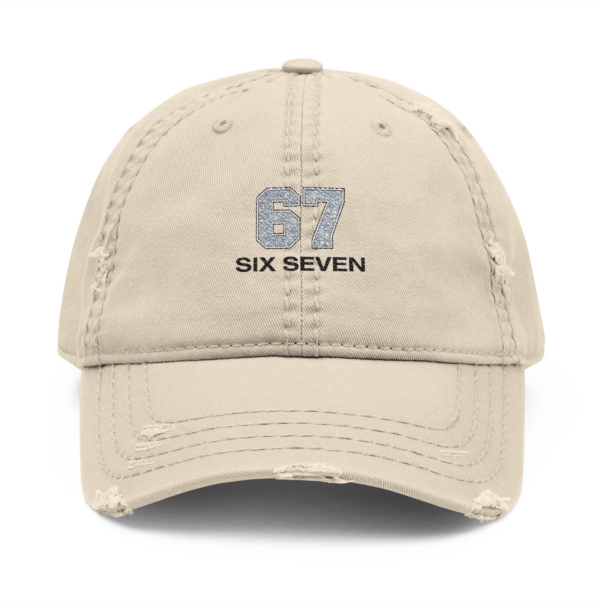 Distressed Embroidered Dad Hat — Vintage Sixse7en Logo Cap